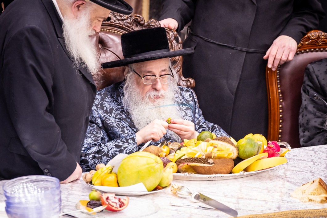 האדמו"ר מצאנז קלויזענבורג ביים חמשה עשר בשבט טיש