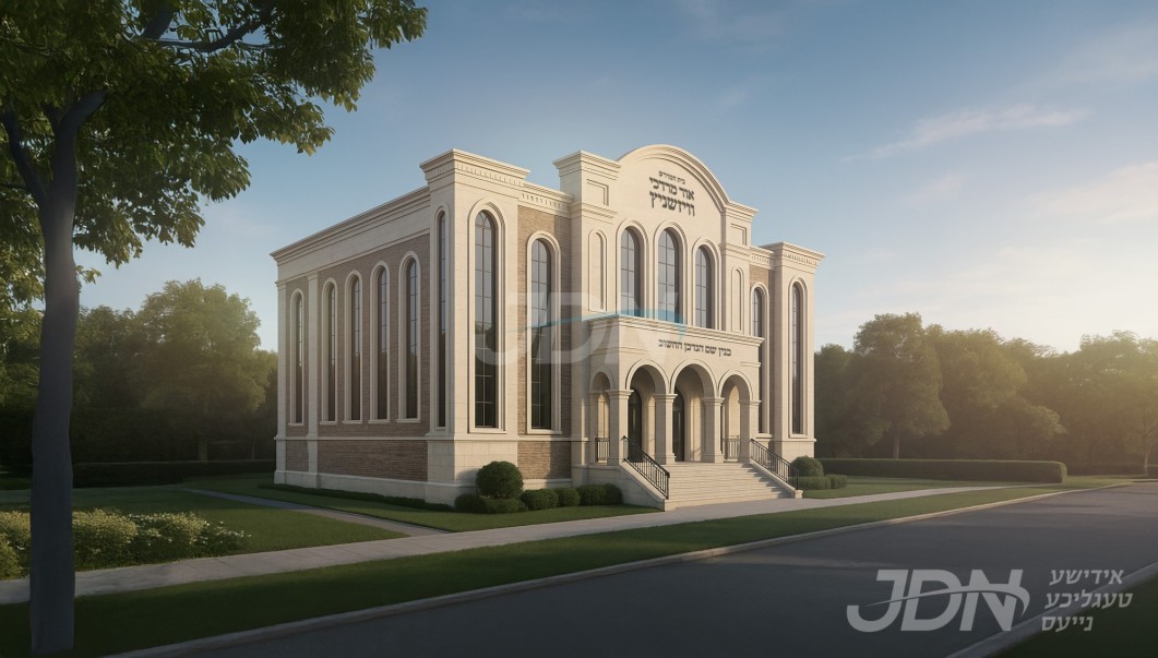 הנהלת ביהמ&quot;ד אור מרדכי וויזניץ אין מאנסי אפגעקויפט די בנין ביהמ&quot;ד מיטן פלאן אויפצובויען הערליכע געביידע